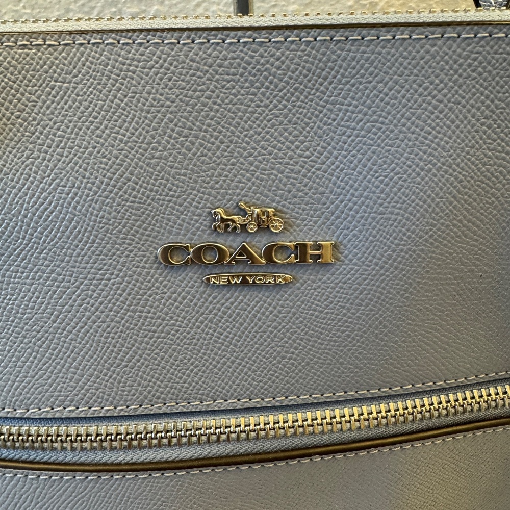 Coach‎ 79608 women's Gallery Tote Crossgrain Leather shoulder Bag Ice Blue - Picture 6 of 15